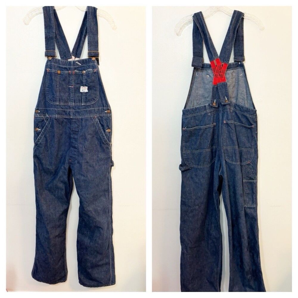 Vintage 90's Big Mac Denim Overalls Carpenter Workwear Wide Leg USA Made (S/M)